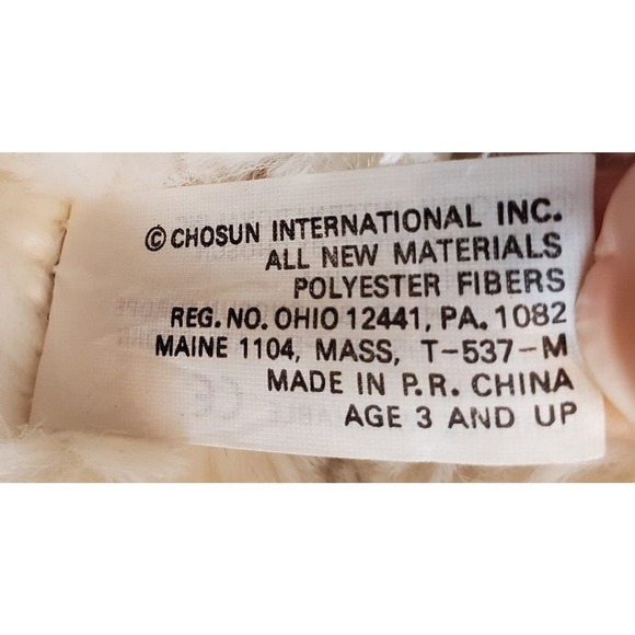 Chosun International Inc. White Bear Plush Toy with Red Plaid Bow Rare HTF - Picture 8 of 10